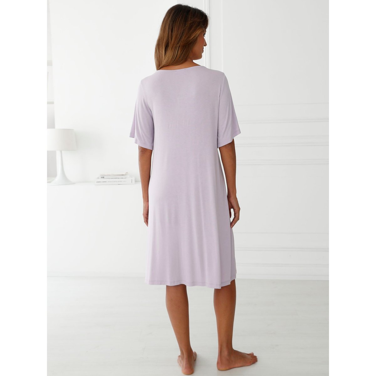 Chemise de nuit évasée fluide lilas, DAXON