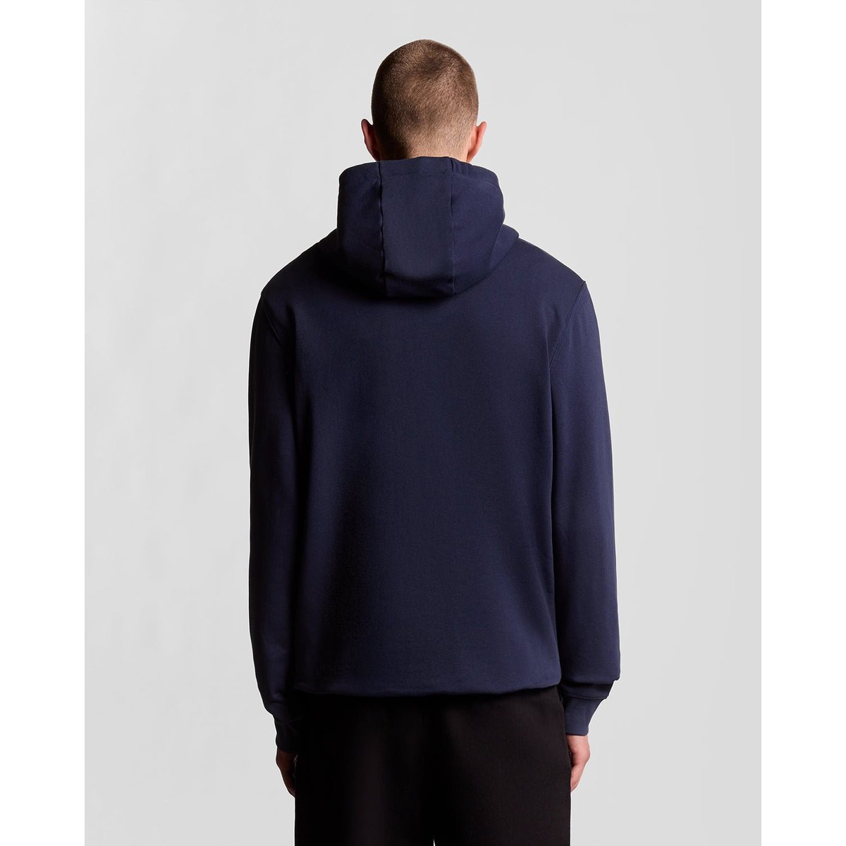 Sweat à capuche zippé en coton loopback bleu marine, LYLE & SCOTT