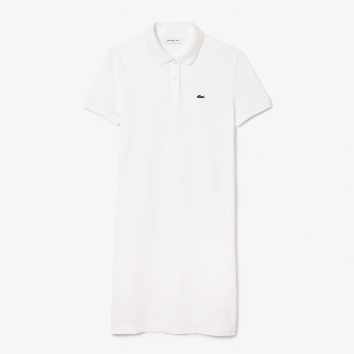Polo jurk, soepel piqué tricot in katoen wit, LACOSTE