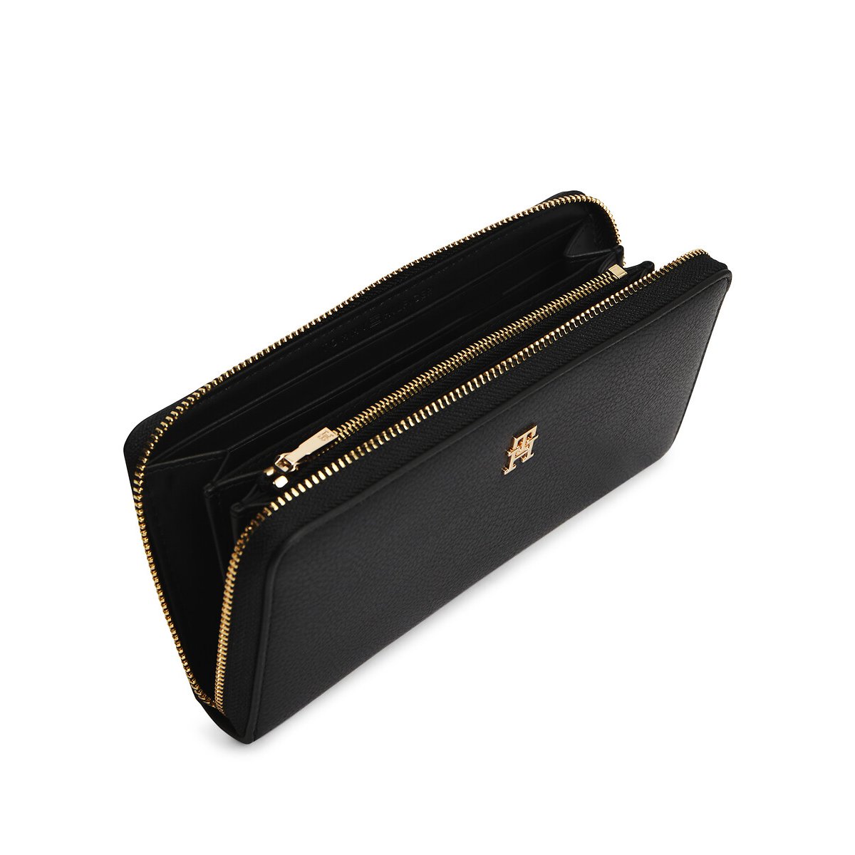 Portafoglio con cerniera aspetto martellato nero , TOMMY HILFIGER
