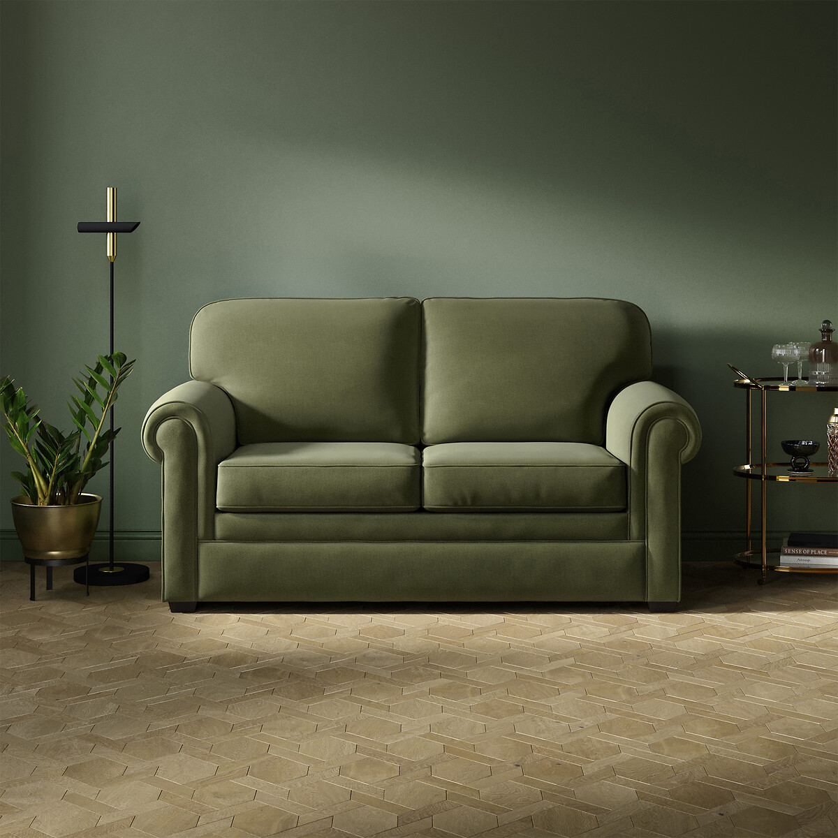 Jay-Be® Heritage Cosy Chenille 2 Seater Sofa Bed with Pocket Mattress hunter green, JAY-BE