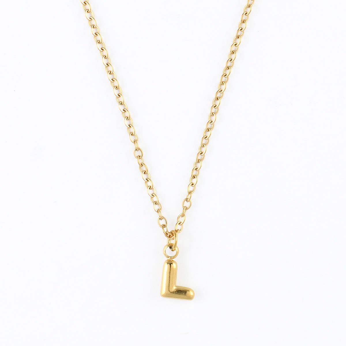 Collier à pendentif lettre L acier inoxydable doré, BALABOOSTE
