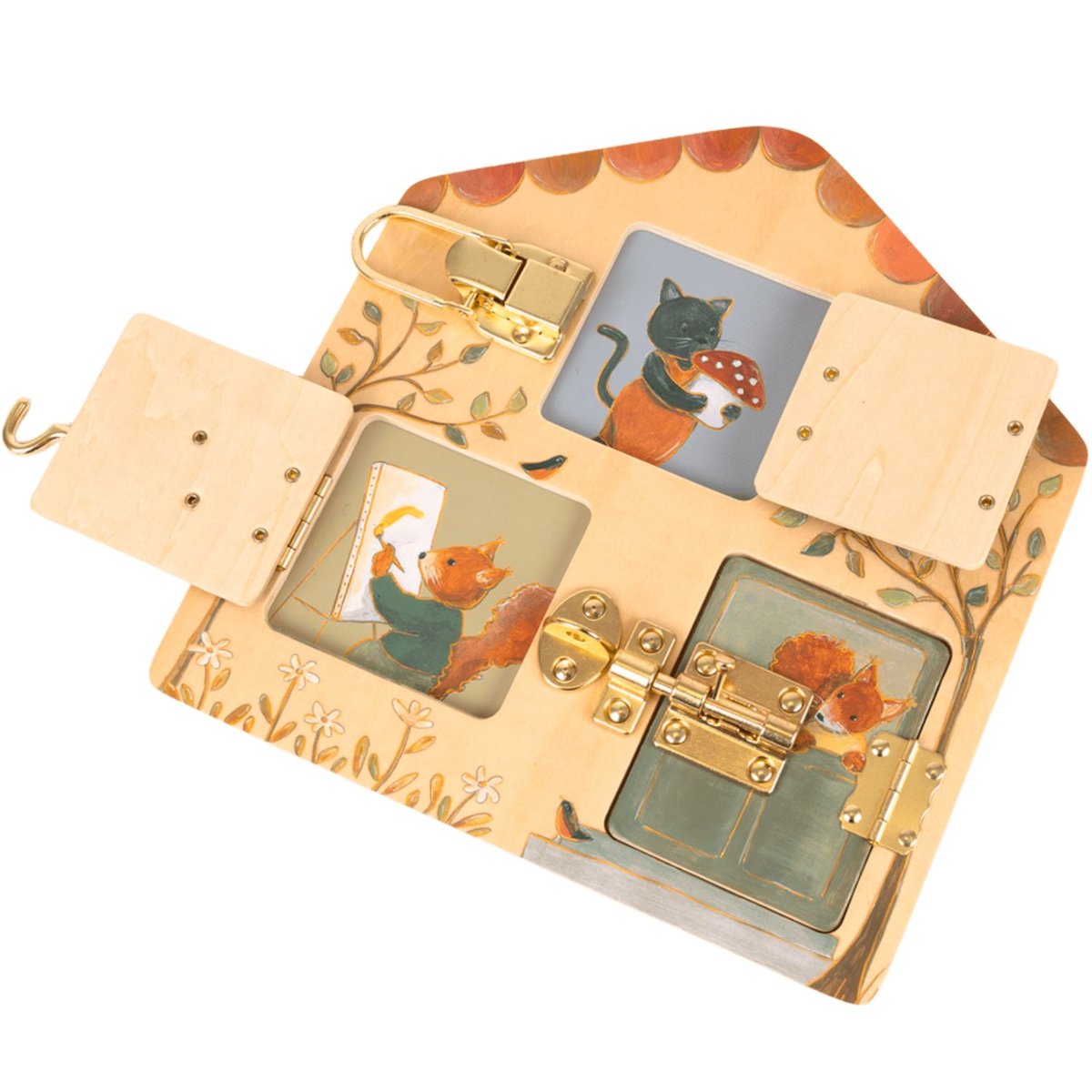 Tableau d'activités à serrures beige, orange, vert, EGMONT TOYS