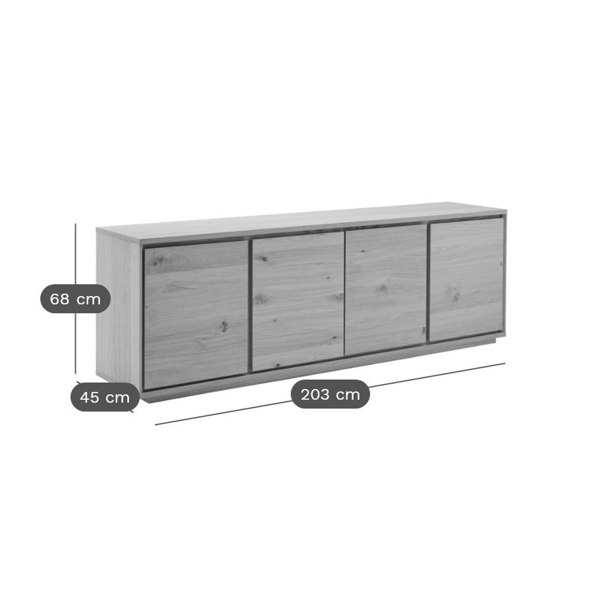 Buffet bois 4 portes - ALBIN bois clair, CAMIF