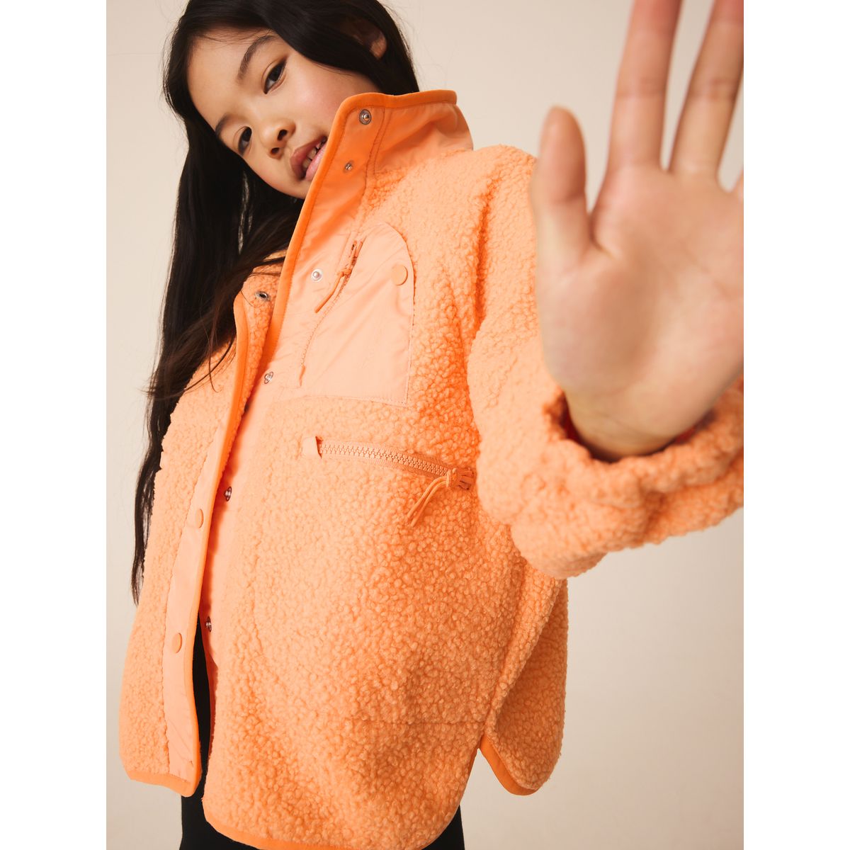 Veste en polaire boutonnée orange vif, NEXT