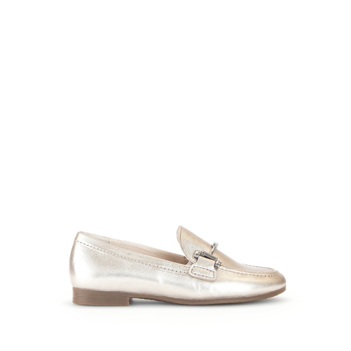 Mocassins en cuir grainé à talon décroché doré, GABOR