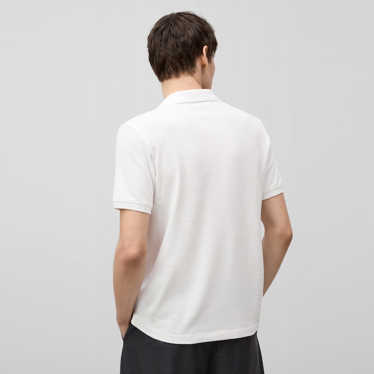 Polo piqué en coton biologique blanc, ADOLFO DOMINGUEZ