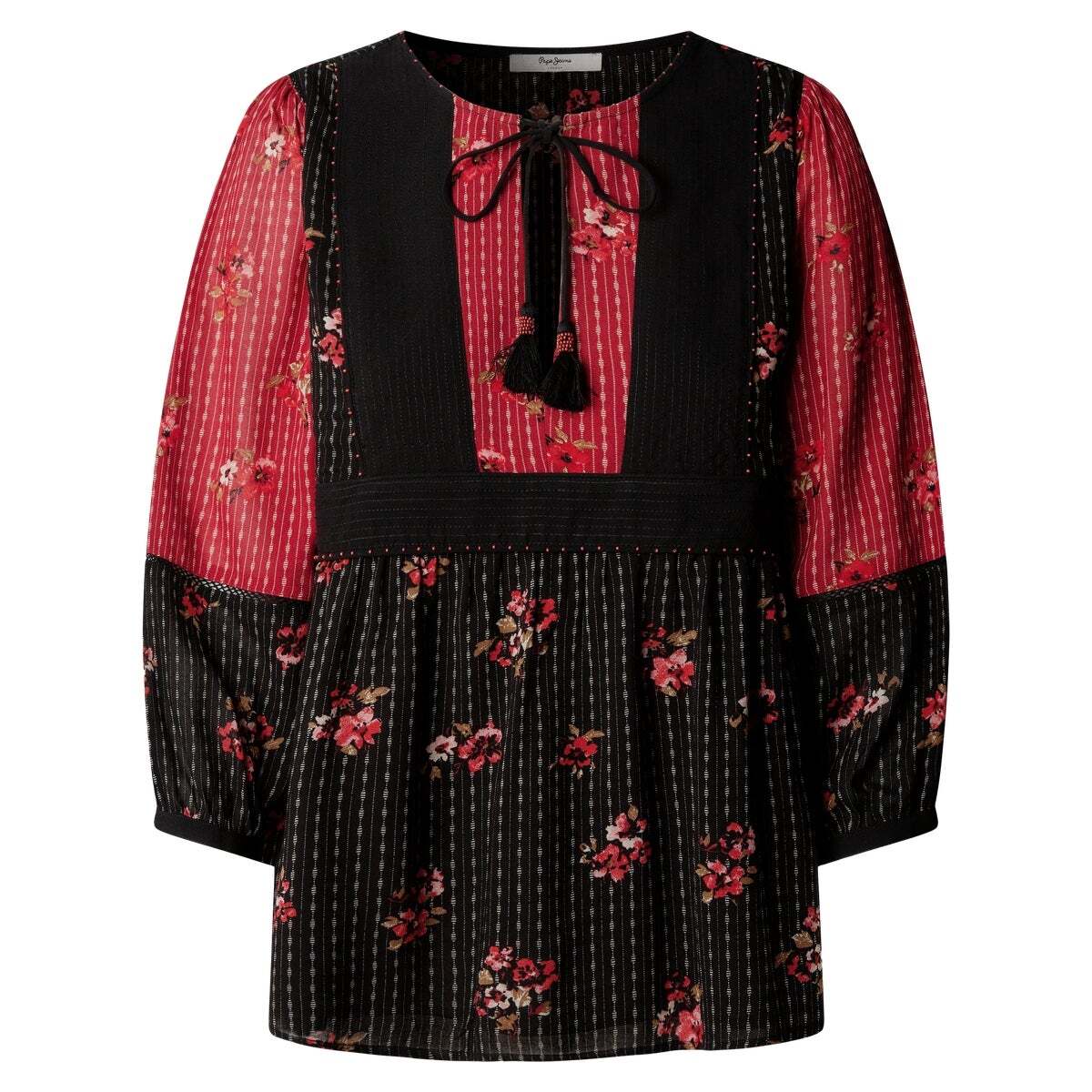 Blouse Fluide Color Block noir, PEPE JEANS