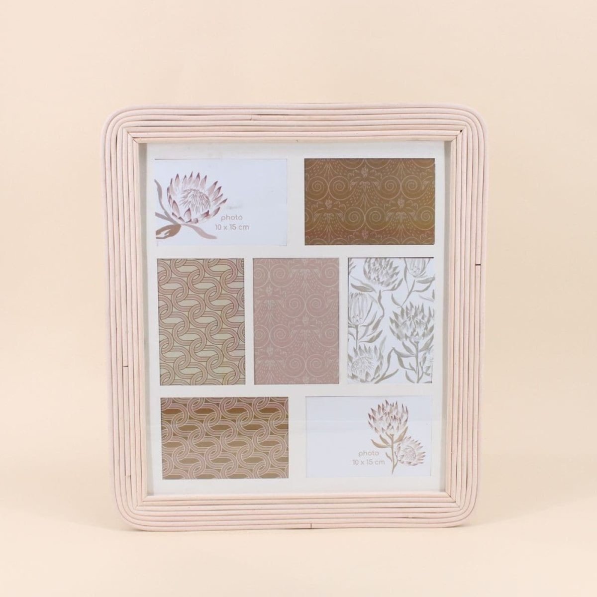 Cadre photo 7 vues en rotin 45x50cm naturel, ORNAMI