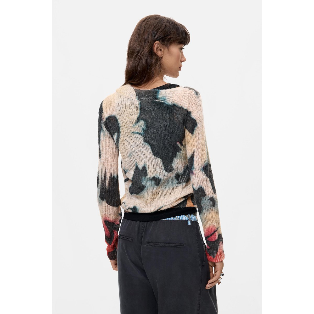 Pull imprimé tie and dye jaune, DESIGUAL