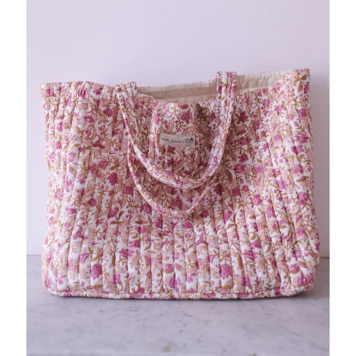 Cabas Toile de Jouy depuis 1760 - Forest rose blush, BINDI ATELIER