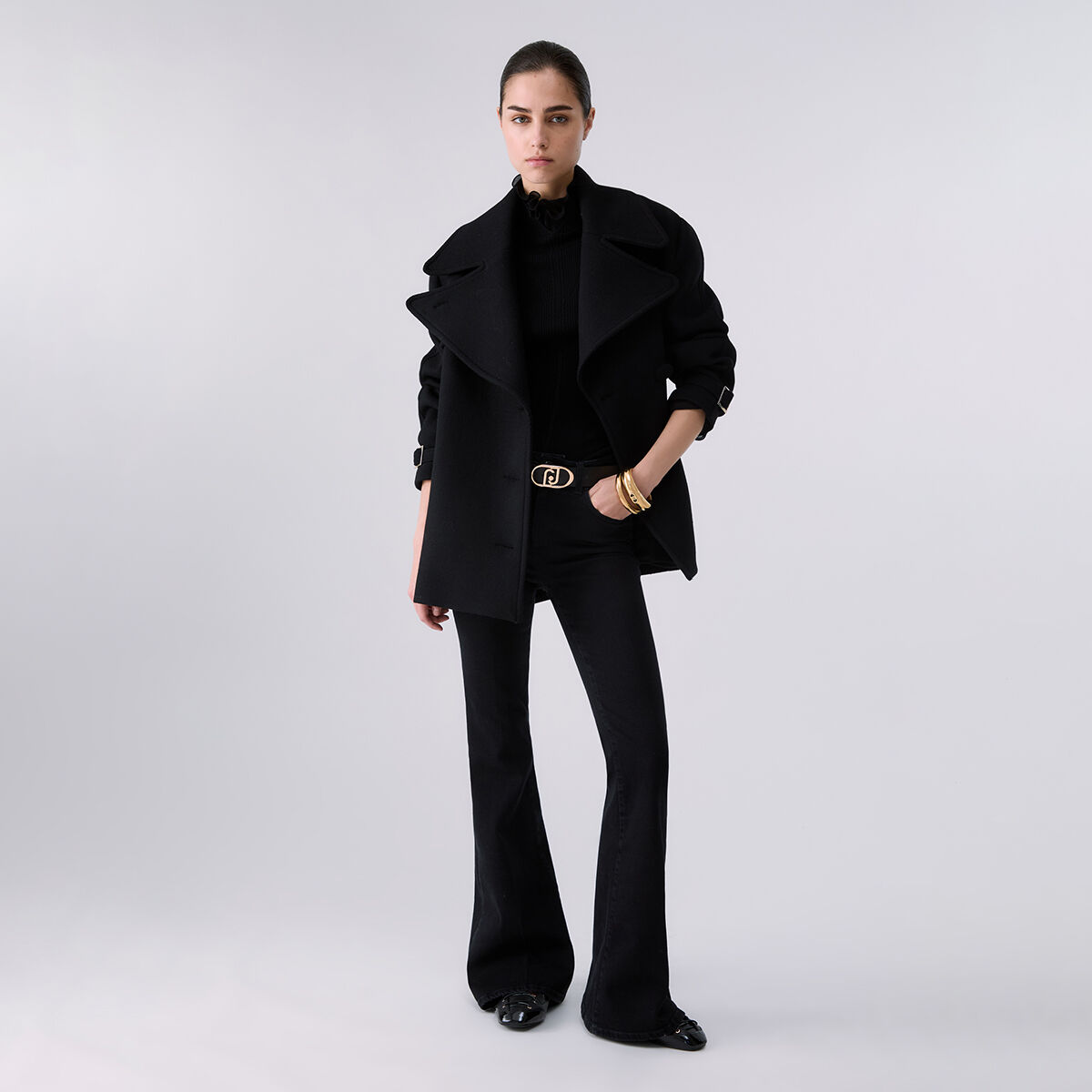 Jean bootcut taille haute denim noir, LIU JO