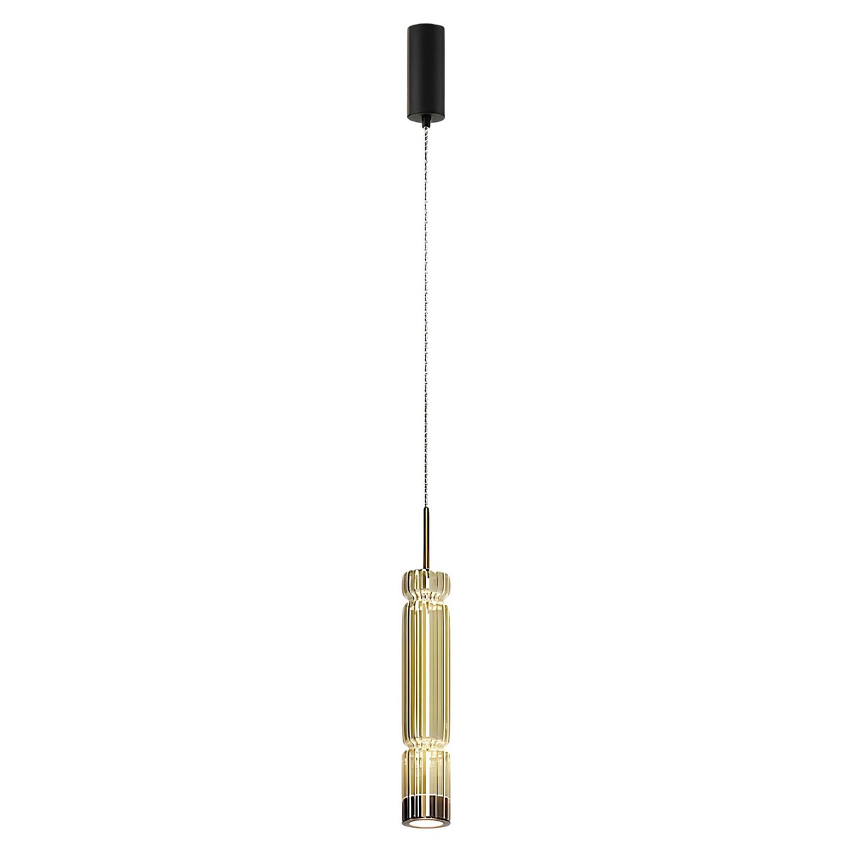 Suspension design à LED, abat-jour en verre SOLANA ambré, PIER IMPORT