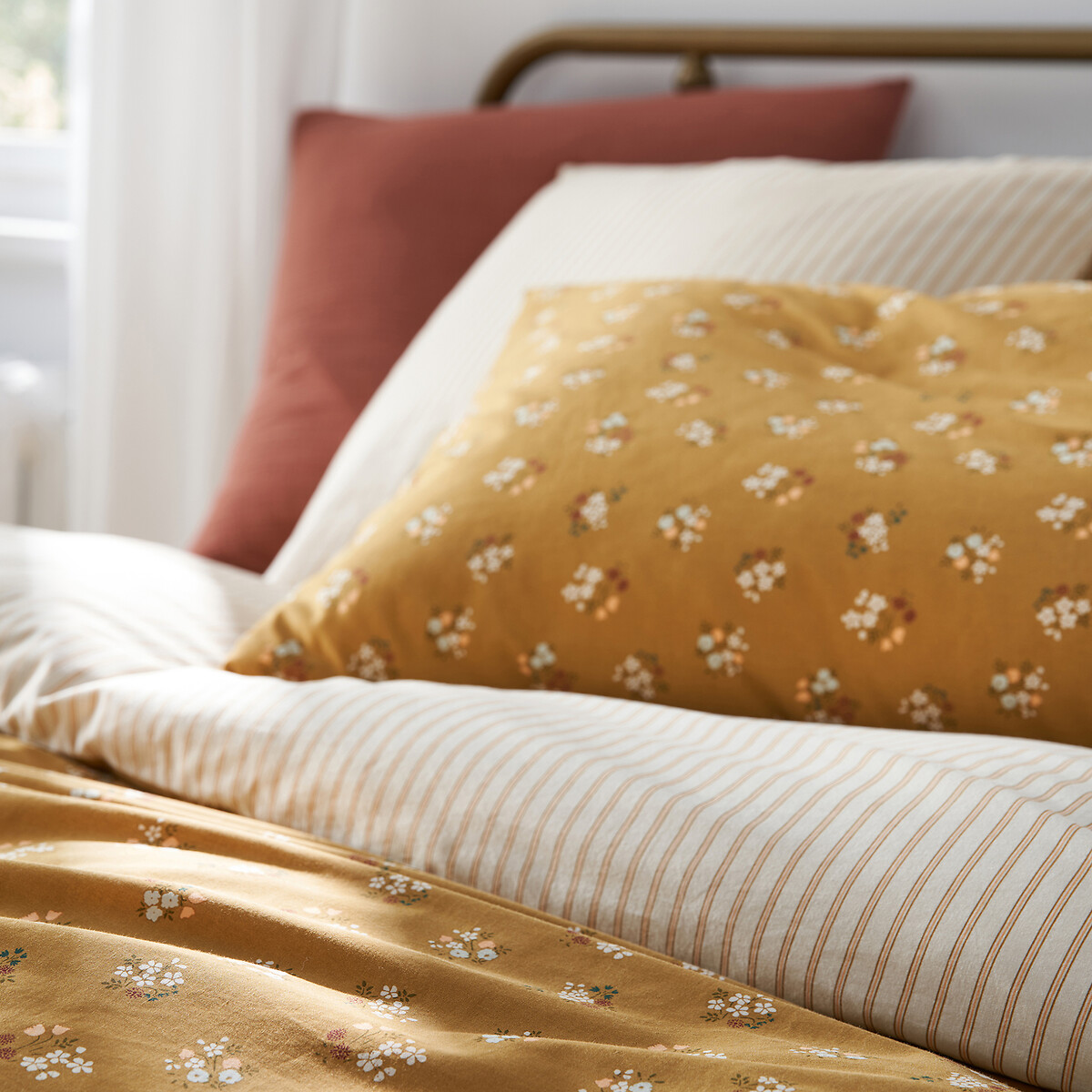 Housse de couette coton lavé, Francine imprimé, LA REDOUTE INTERIEURS