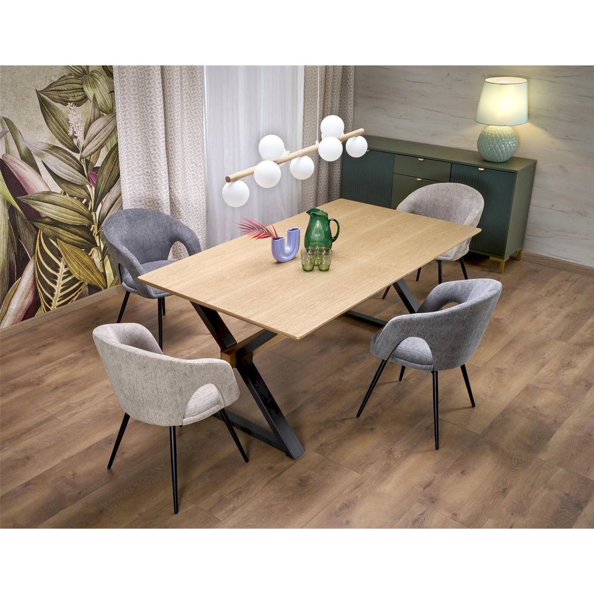 Table extensible collection RIGALLY chêne naturel et noir, RECOLLECTION
