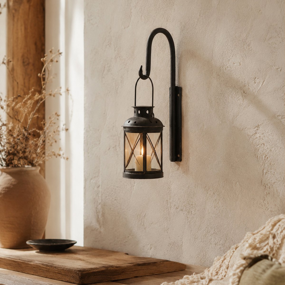 Potence murale arrondie - LOJI noir, HOME MAISON