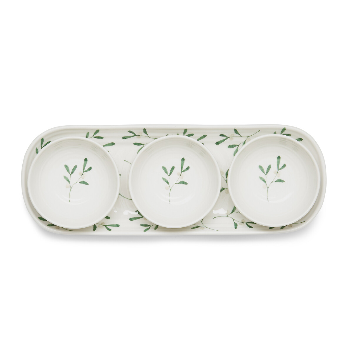 Set of 3 Mistletoe Dip Bowls & Tray white, SOPHIE CONRAN FOR PORTMEIRION