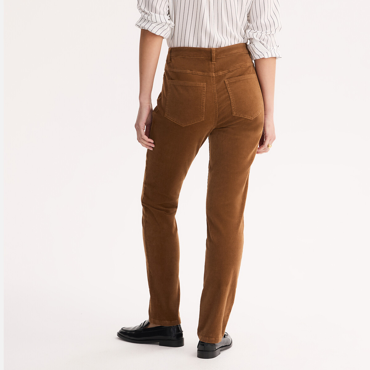 Broek in stretch fluweel hazelnoot, ANNE WEYBURN