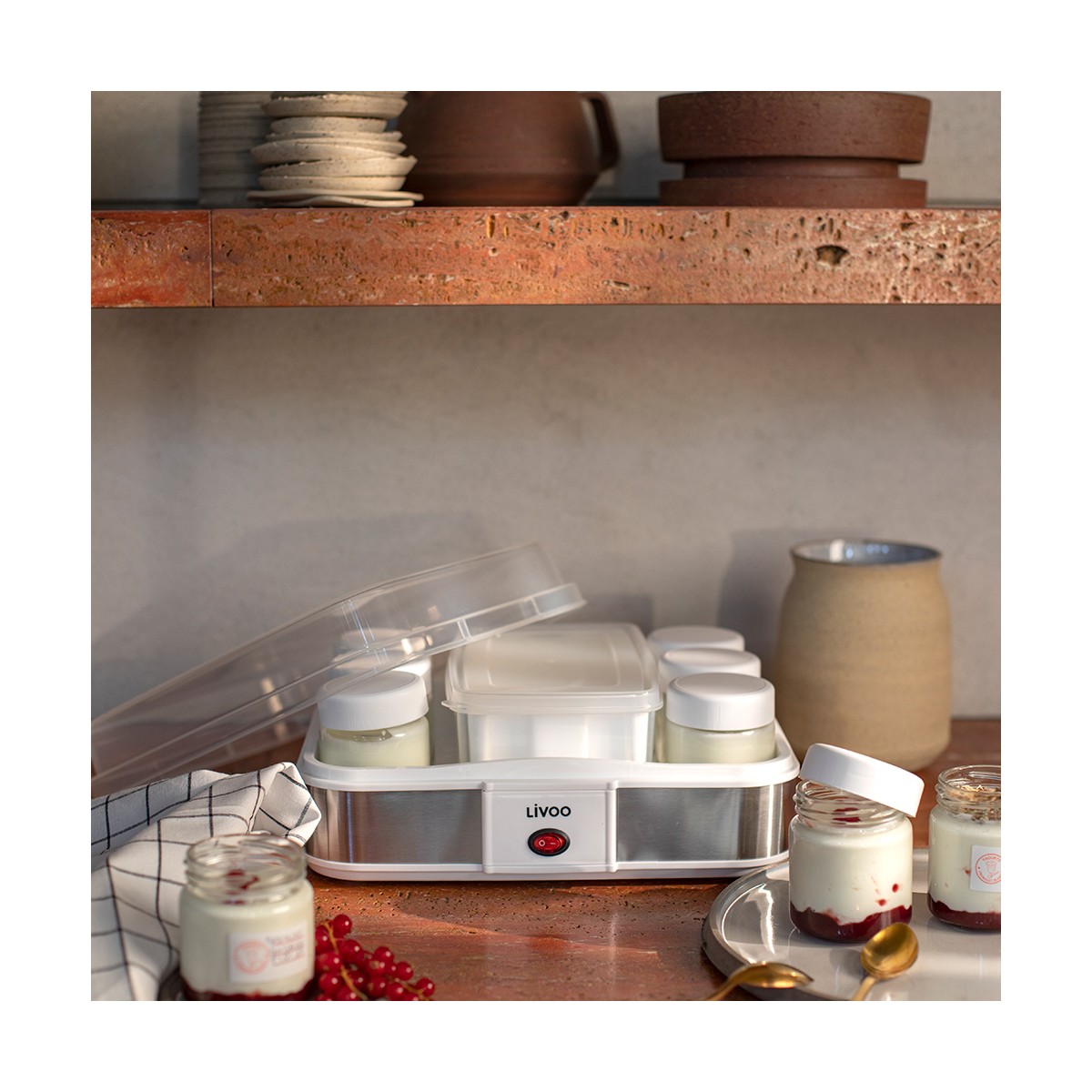 Yaourtière Fromagère 12 Pots Dop156 blanc, LIVOO