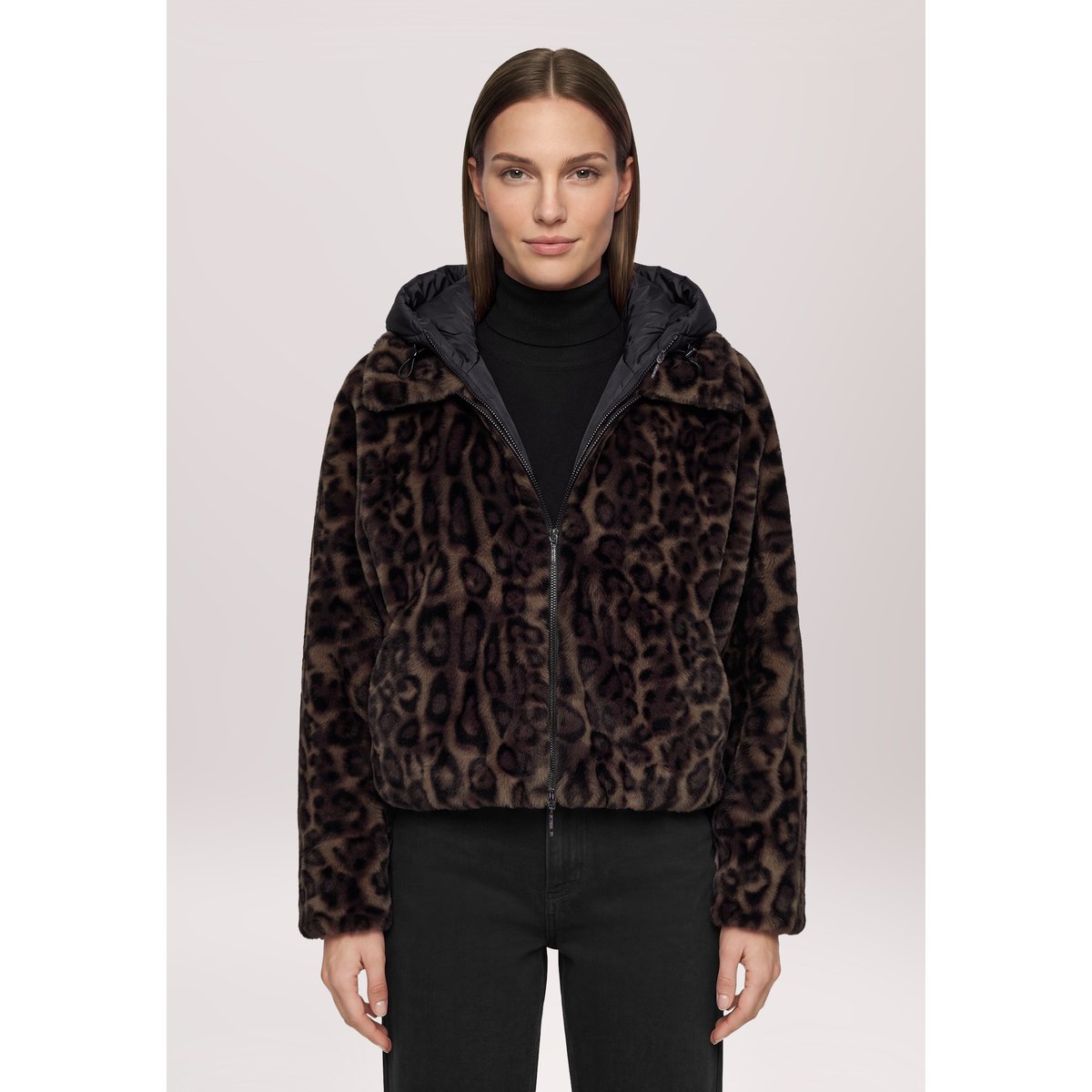 Veste en peluche avec partie veste sans manches amovible taupe/black, AMBER & JUNE