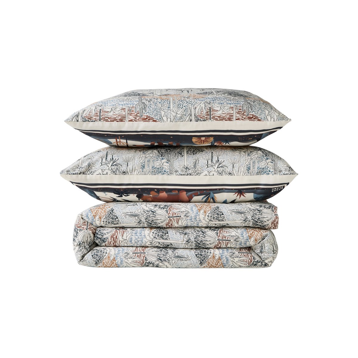 Housse de couette réversible coton bio JURASSIC imprimé, CARRE BLANC