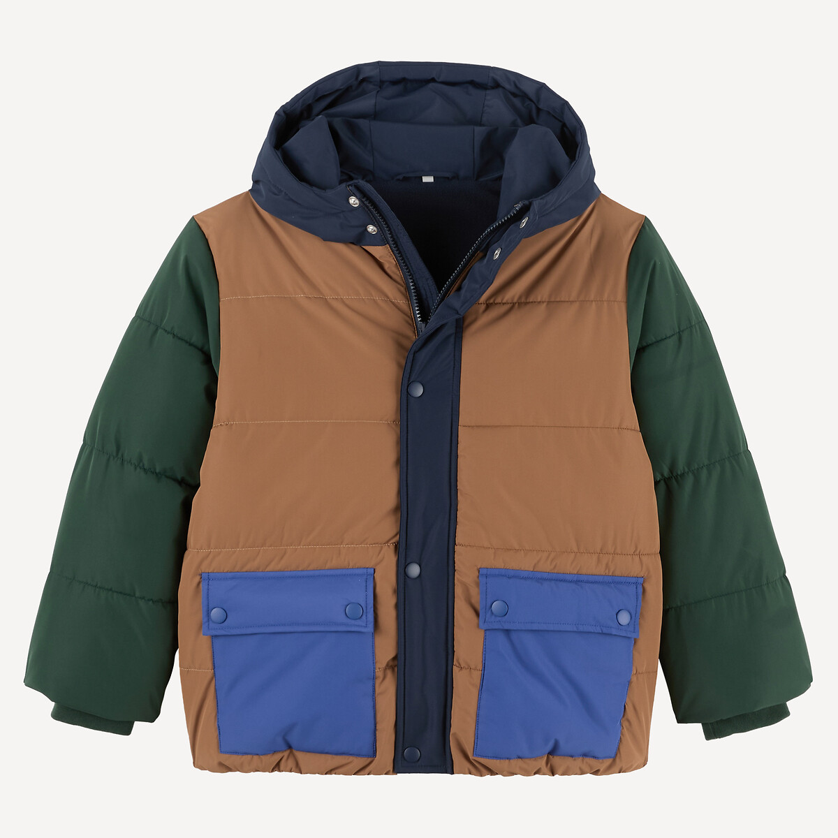 Doudoune chaude à capuche, color block, avec corps doublé polaire colorblock, LA REDOUTE COLLECTIONS