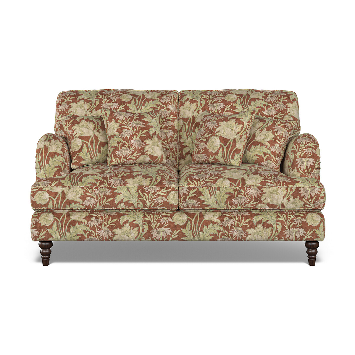 Emeline Floral Chenille 2 Seater Sofa with Oak Feet burgundy/floral print, ÉDITÉ