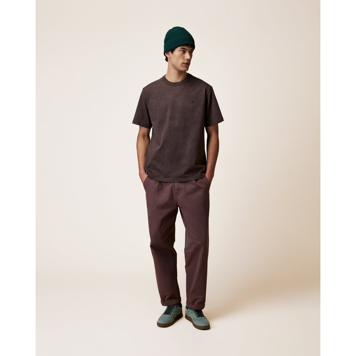 T-shirt en maille marron et taupe, FAGUO