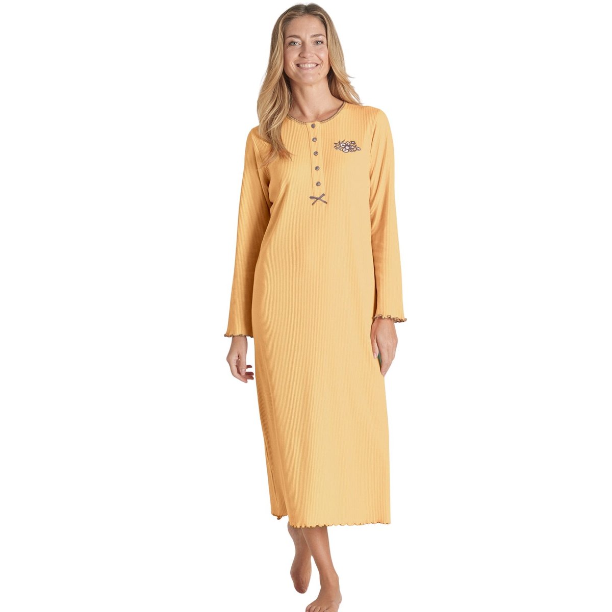 Chemise de nuit longue coton bleu, DAXON