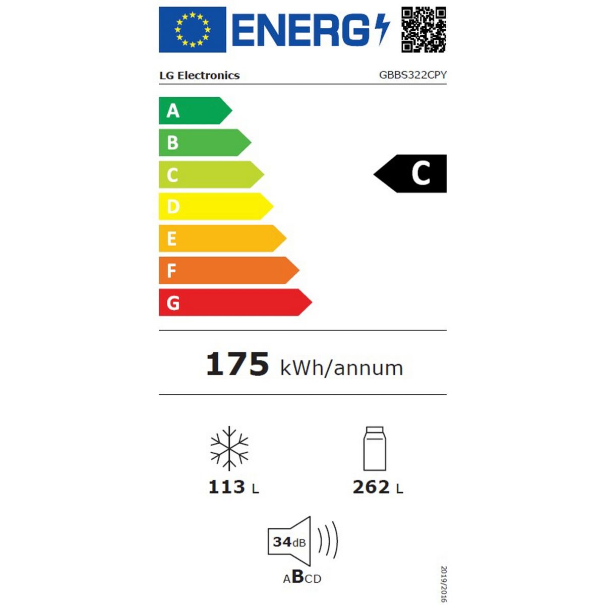 Réfrigérateur combiné GBBS322CPY couleur unique, LG