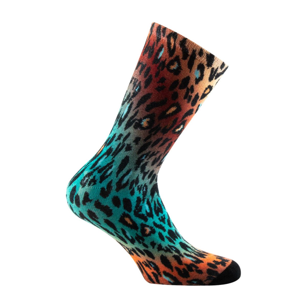 Mi-chaussettes imprimées Femme peau de bête en viscose de bambou marron, KINDY