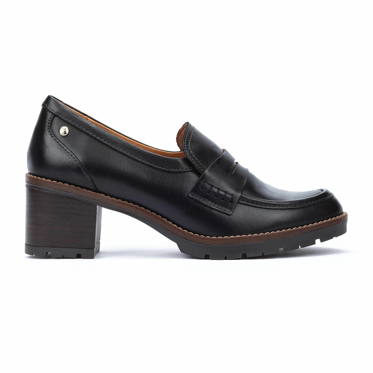 Llanes Leather Heeled Loafers black, PIKOLINOS