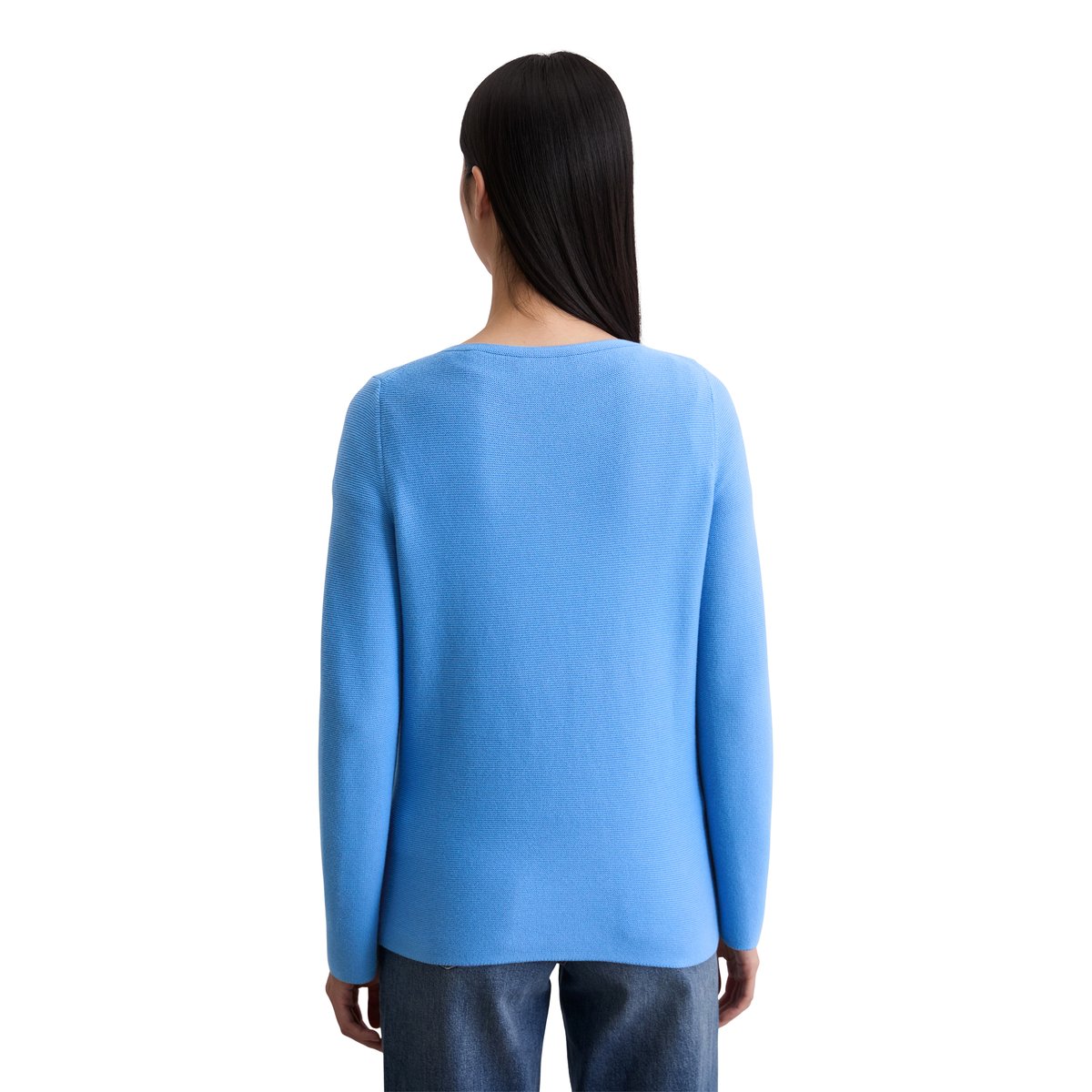 Pull slim en coton bio bleu clair, MARC O'POLO
