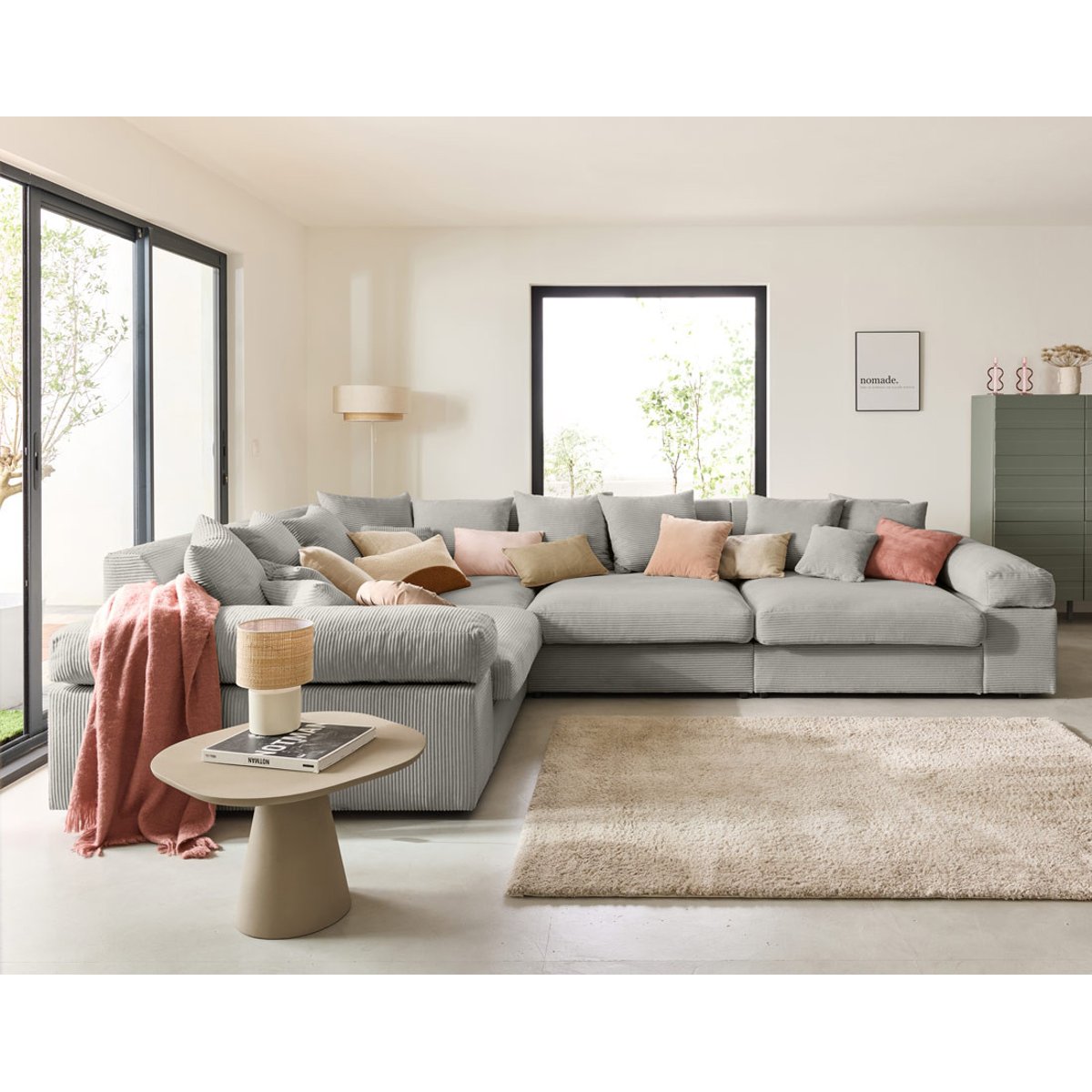 Canapé d'Angle réversible 5 places - ASPEN gris clair, BEST MOBILIER