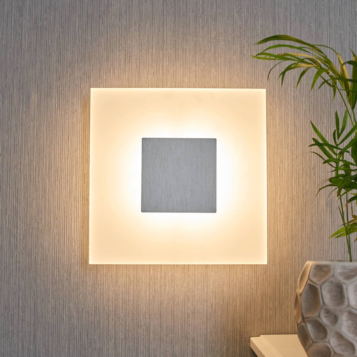 Applique moderneLED, Berlind blanc opalin, argent, LUCANDE