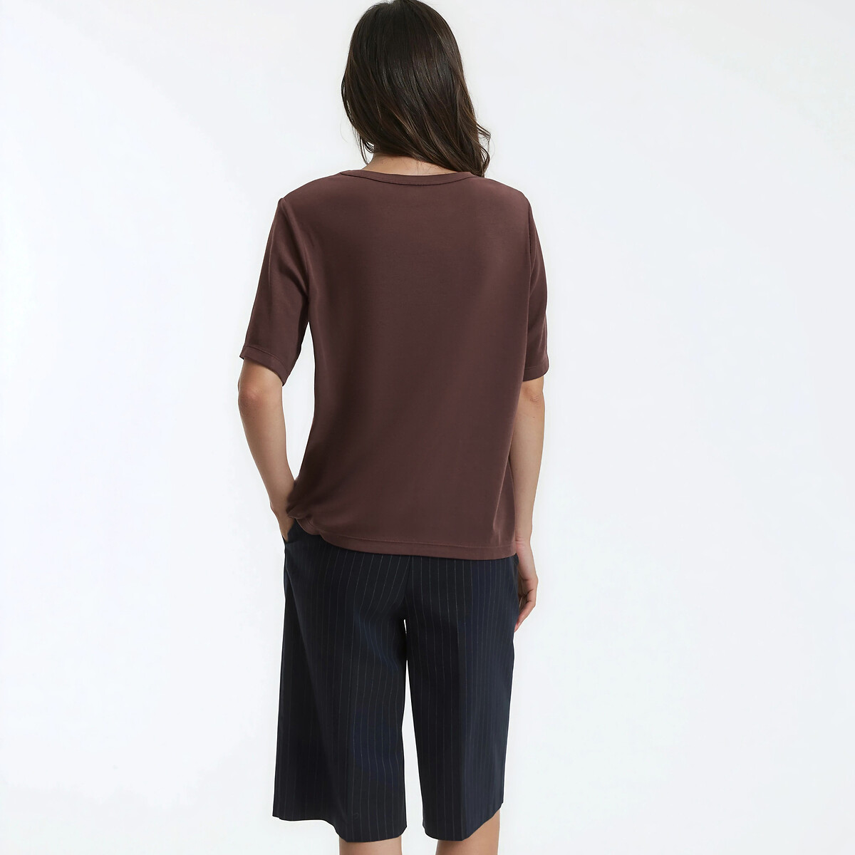 Short Sleeve Crew Neck T-Shirt brown, LA REDOUTE COLLECTIONS