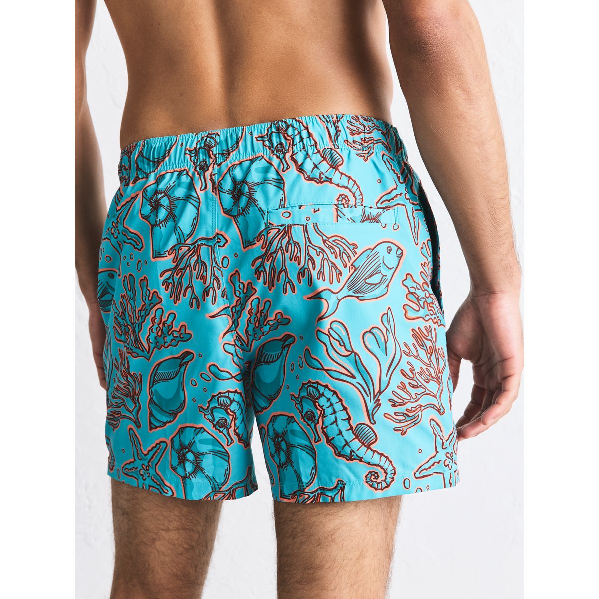 Short de bain à imprimé corail et coquillage bleu turquoise/orange, NEXT