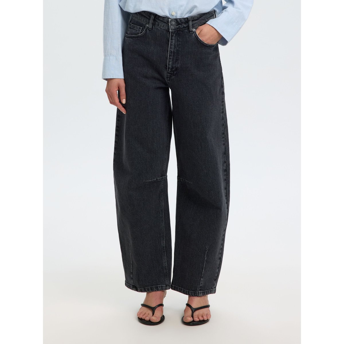 Jeans Barrel medium grey denim, SELECTED
