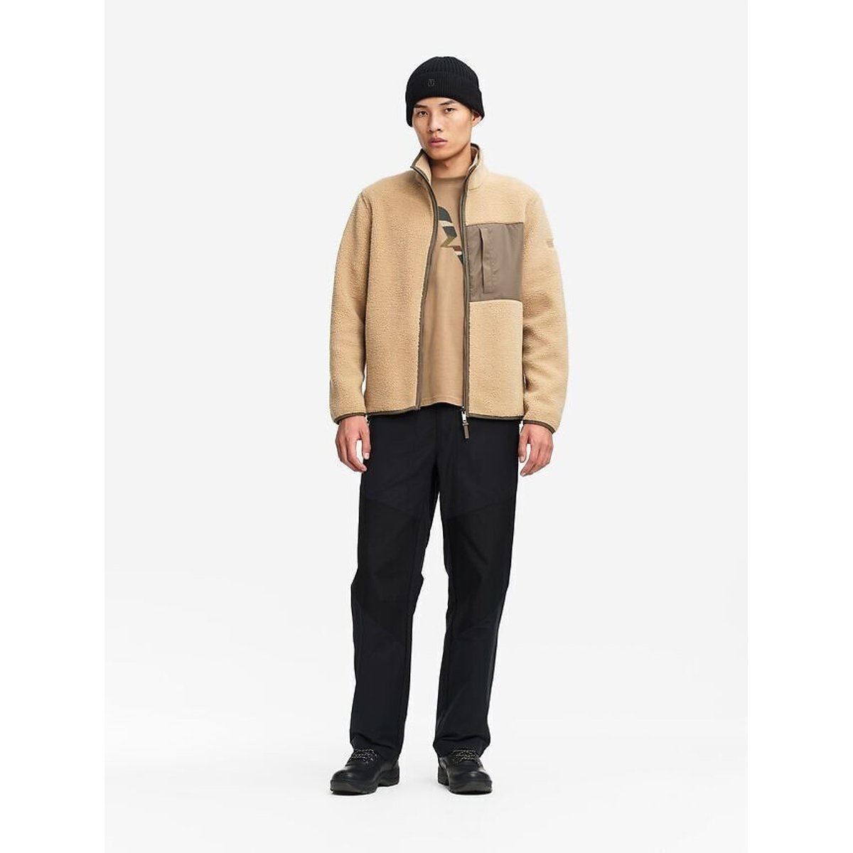 Polaire zippée bi-matière beige foncé, AIGLE