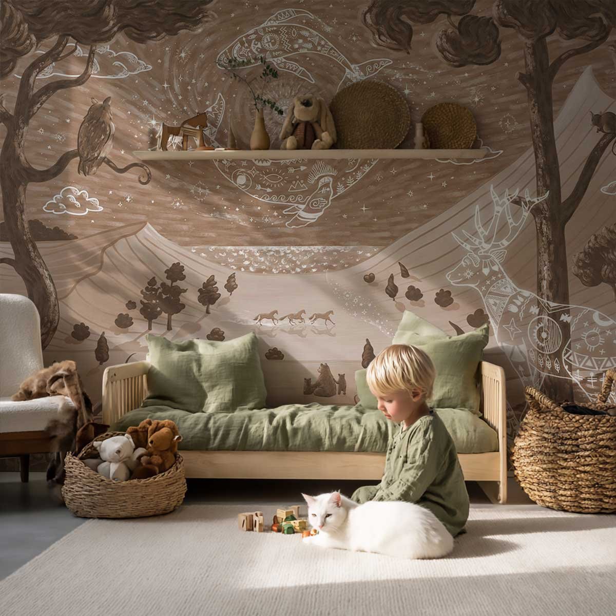 Papier peint animaux célestes chambre enfant autres, HEXOA