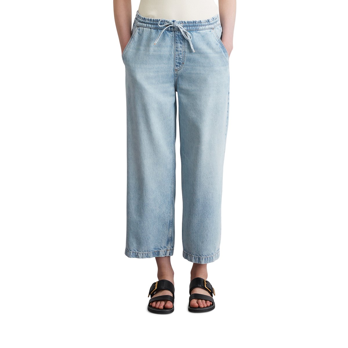 Pantalon fluide wide en mélange TENCEL™ Lyocell bleu clair, MARC O'POLO
