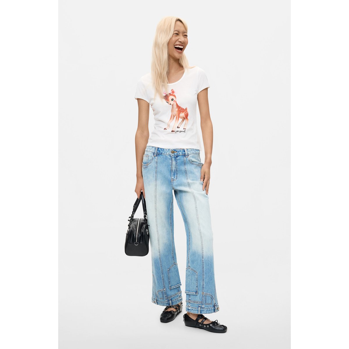 Pantalon en jean Papillons blanc, DESIGUAL
