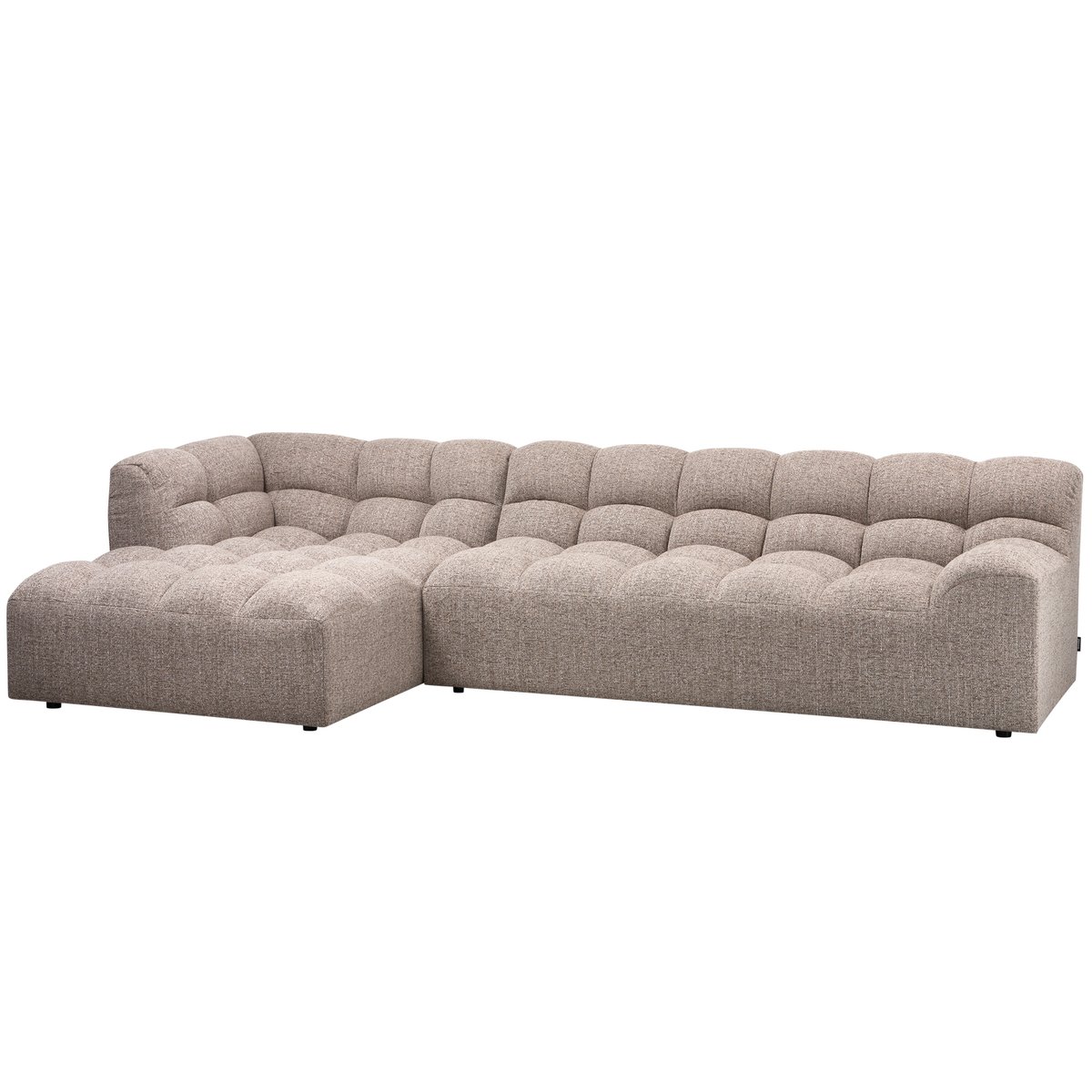 Canapé d'angle gauche avec meridienne en tissu tissé ALLURE marron, WOOOD