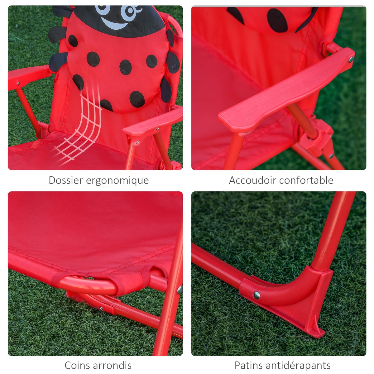 Ensemble de table et chaises de jardin pour rouge, OUTSUNNY