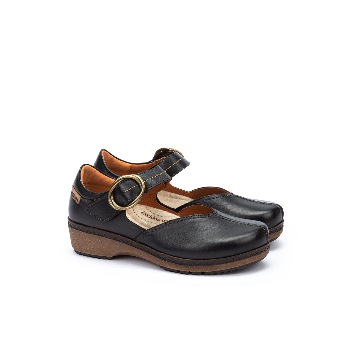 Chaussures plates cuir Granada black, PIKOLINOS