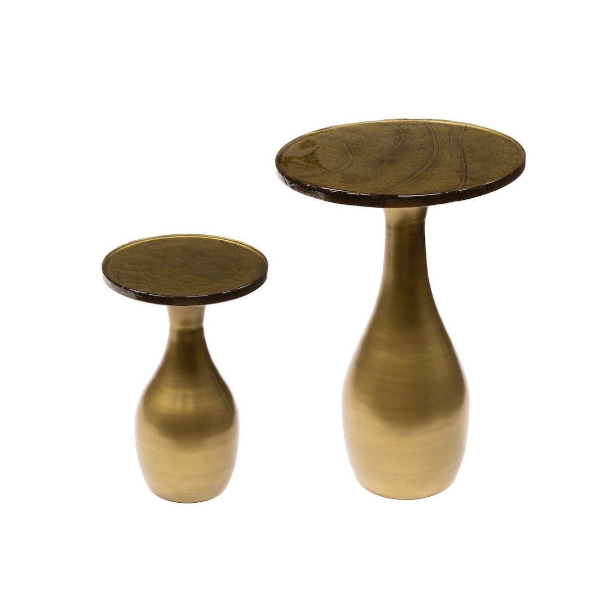 Set de tables d'appoint en métal et verre - SELENA or, MATHI DESIGN