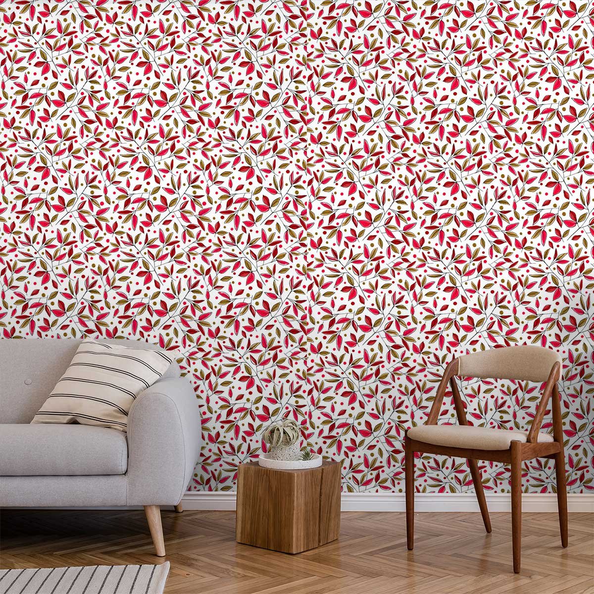 Papier peint tilleul prune intissé, HEXOA