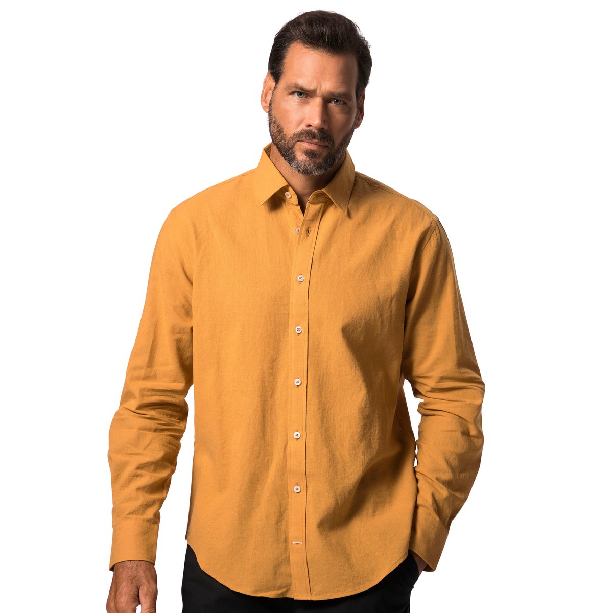 Chemise en lin mélangé curry, JP1880