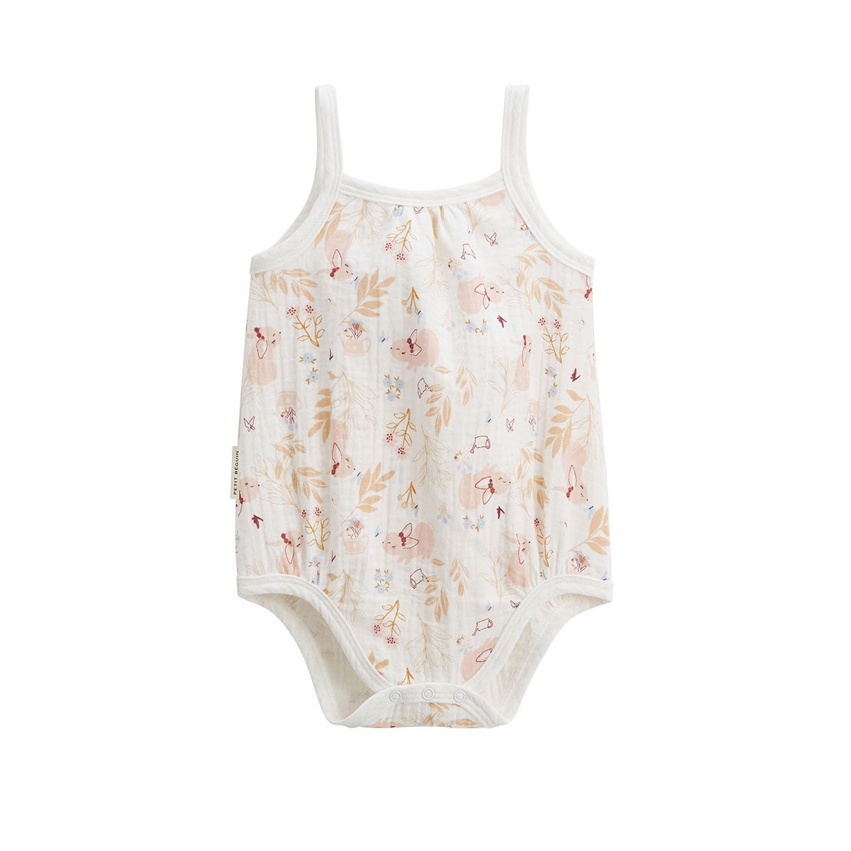 Lot de 2 barboteuses bloomer bébé en gaze de coton Praline ecru, PETIT BEGUIN