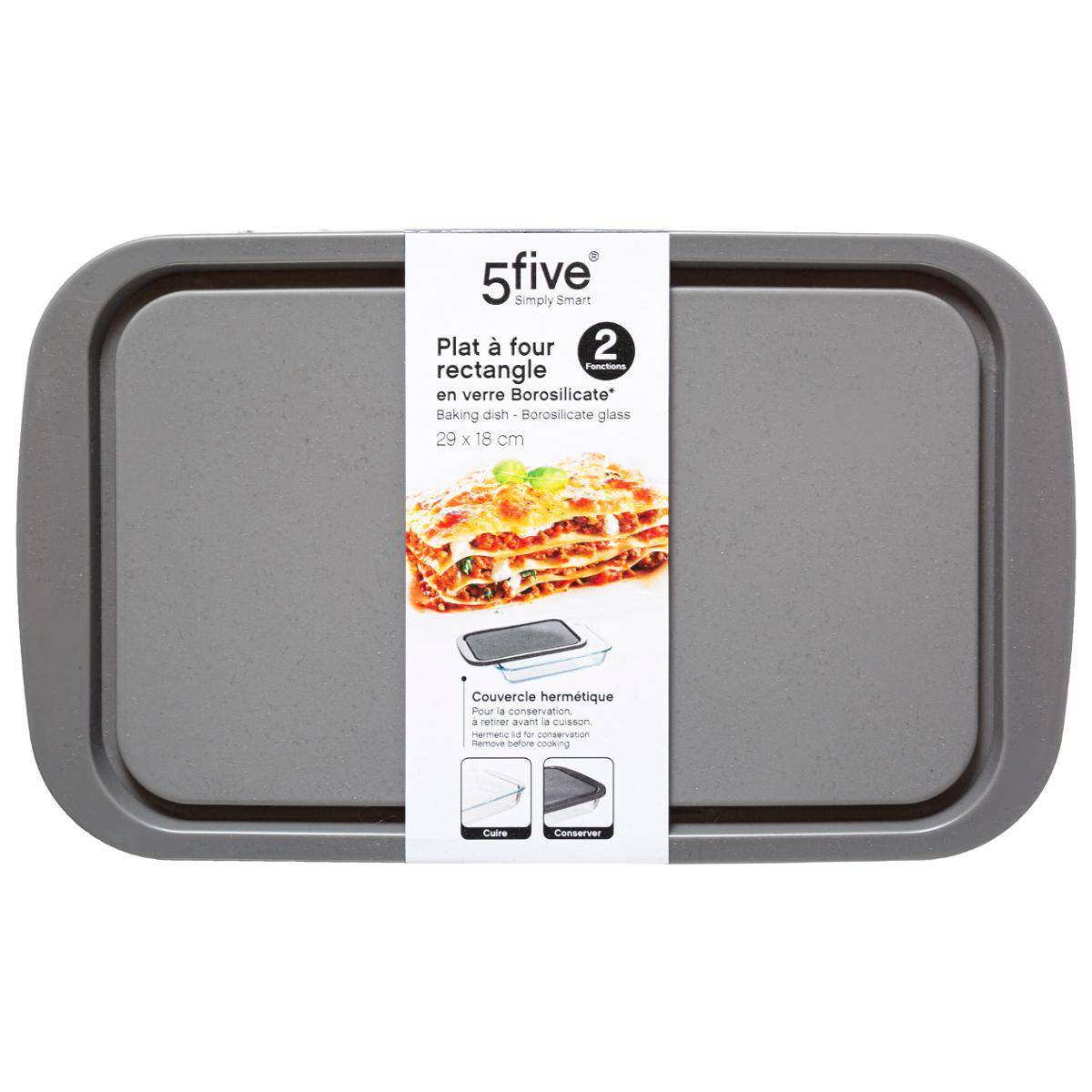 Plat rectangulaire avec couvercle KEEPEAT gris, 5FIVE SIMPLY SMART
